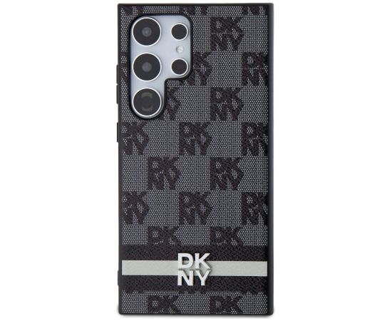 DKNY PU Leather Checkered Pattern and Stripe Case for Samsung Galaxy S24 Ultra Защитный чехол для Samsung Galaxy S24 Ultra / чёрный Чехлы - альтернативные