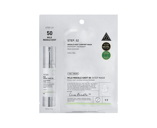 Vt Cosmetics Cica Mild Reedle Shot 50 Sheet 2step Mask - Pleťová maska 1.5g Духи и косметика