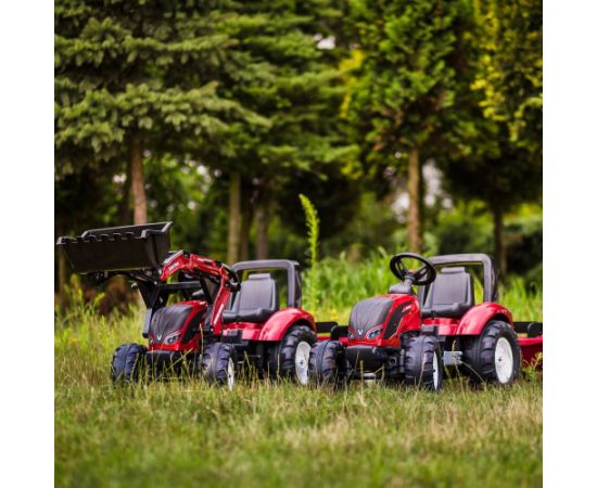 Falk FALK Traktor Valtra Bordowy na Pedały z Przyczepką i Łyżką od 3 Lat Новости - Детские товары