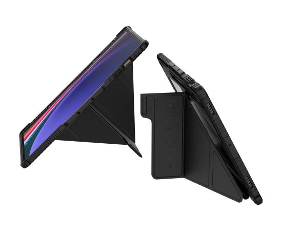 Nillkin Bumper PRO Protective Stand Case Multi-angle Aizsargapvalks priekš Samsung Galaxy Tab S9 Ultra/S10 Ultra / melns Maki Planšetdatoriem