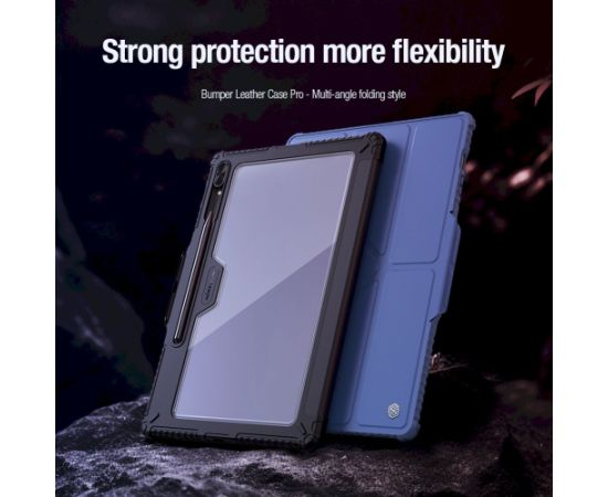 Nillkin Bumper PRO Protective Stand Case Multi-angle Aizsargapvalks priekš Samsung Galaxy Tab S9 Ultra/S10 Ultra / melns Maki Planšetdatoriem