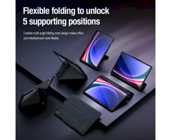 Nillkin Bumper PRO Protective Stand Case Multi-angle Aizsargapvalks priekš Samsung Galaxy Tab S9 Ultra/S10 Ultra / melns Maki Planšetdatoriem