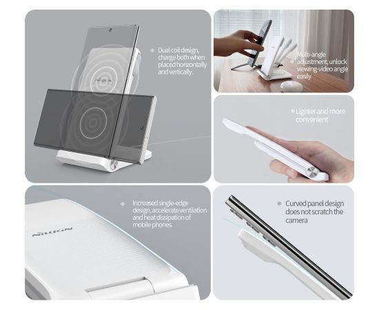 Nillkin PowerTrio 3in1 Wireless Charger Bezvadu lādētājs priekš Samsung Watch / balts Bezvadu telefonu lādētāji