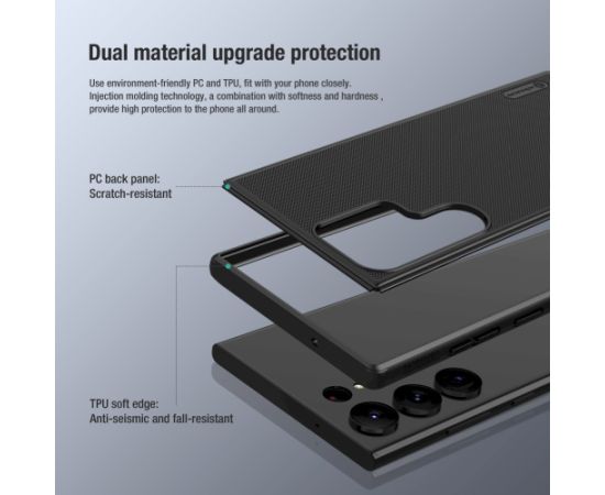 Nillkin Super Frosted PRO Back Cover Защитный чехол для Samsung Galaxy S23 Ultra / чёрный Чехлы - альтернативные