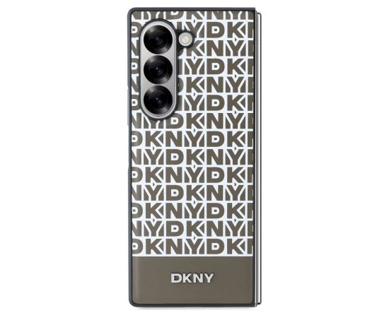 DKNY PU Leather Repeat Pattern Bottom Stripe MagSafe Case Aizsargapvalks priekš Samsung Galaxy Z Fold 6 / bruns Neoriģinālie Maciņi