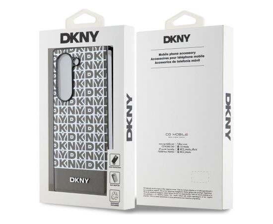 DKNY PU Leather Repeat Pattern Bottom Stripe MagSafe Case Aizsargapvalks priekš Samsung Galaxy Z Fold 6 / bruns Neoriģinālie Maciņi