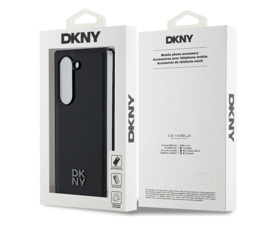 DKNY PU Leather Stack Logo MagSafe Case Aizsargapvalks priekš Samsung Galaxy Z Fold 6 / melns Neoriģinālie Maciņi
