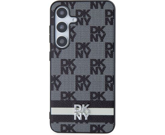 DKNY PU Leather Checkered Pattern and Stripe Case Защитный чехол для Samsung Galaxy S24+ / чёрный Чехлы - альтернативные