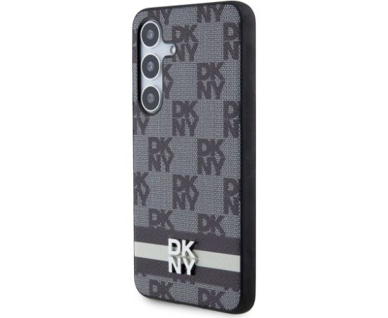 DKNY PU Leather Checkered Pattern and Stripe Case Защитный чехол для Samsung Galaxy S24+ / чёрный Чехлы - альтернативные