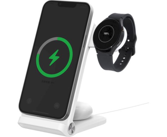Nillkin PowerTrio 3in1 Wireless Charger MagSafe Bezvadu lādētājs 3in1 priekš Samsung Watch / balts Bezvadu telefonu lādētāji