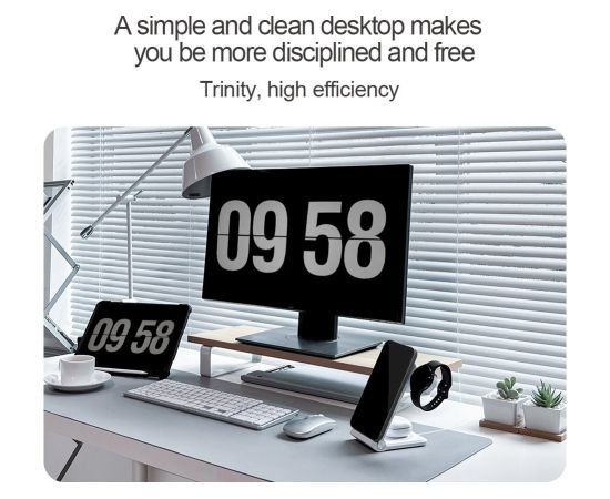 Nillkin PowerTrio 3in1 Wireless Charger MagSafe Bezvadu lādētājs 3in1 priekš Samsung Watch / balts Bezvadu telefonu lādētāji