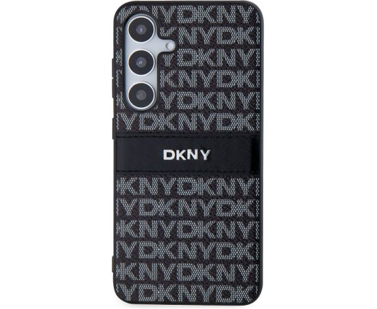 DKNY PC/TPU Repeat Pattern Tonal Stripe Case Aizsargapvalks priekš Samsung Galaxy S24 / melns Neoriģinālie Maciņi