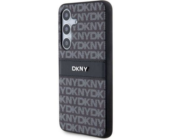 DKNY PC/TPU Repeat Pattern Tonal Stripe Case Aizsargapvalks priekš Samsung Galaxy S24 / melns Neoriģinālie Maciņi