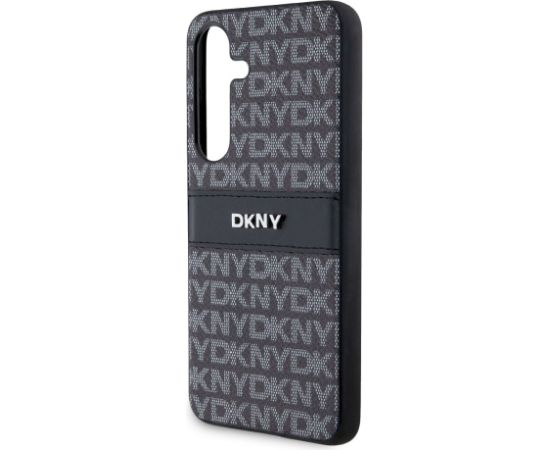 DKNY PC/TPU Repeat Pattern Tonal Stripe Case Aizsargapvalks priekš Samsung Galaxy S24 / melns Neoriģinālie Maciņi