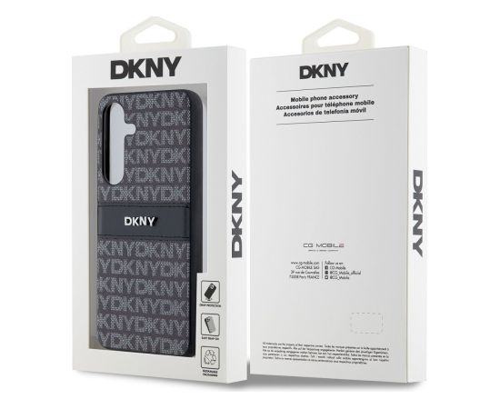 DKNY PC/TPU Repeat Pattern Tonal Stripe Case Aizsargapvalks priekš Samsung Galaxy S24 / melns Neoriģinālie Maciņi