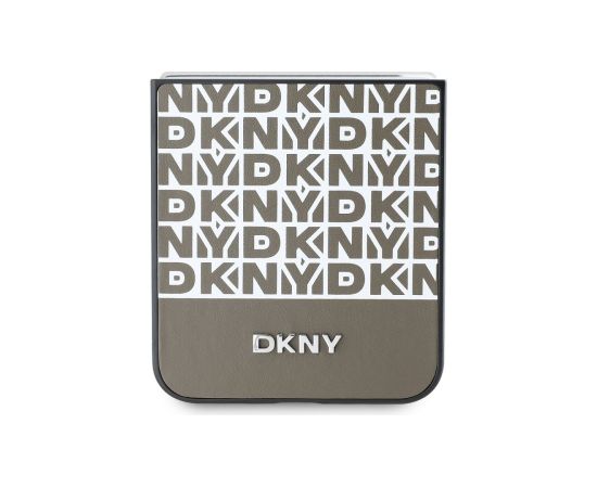 DKNY PU Leather Repeat Pattern Bottom Stripe Case Защитный чехол для Samsung Galaxy Z Flip 6/7 FE / коричневый Чехлы - альтернативные