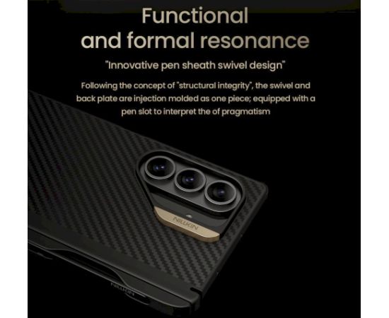 Nillkin Synthetic Fiber PRO Magnetic Pen Slot Aizsargapvalks priekš Samsung Galaxy Z Fold 7 / zelta Neoriģinālie Maciņi