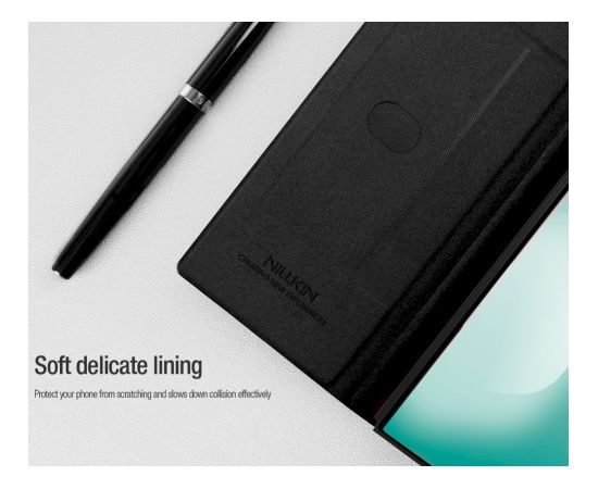 Nillkin Qin Book PRO Pen Slot Case Aizsargapvalks priekš Samsung Galaxy Z Fold 7 ar nodalījumu pildspalvai / melns Neoriģinālie Maciņi