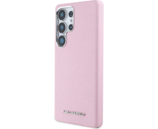 Karl Lagerfeld PU Saffiano Metal Logo and Frame Case Aizsargapvalks priekš Samsung Galaxy S25 Ultra / roza Neoriģinālie Maciņi