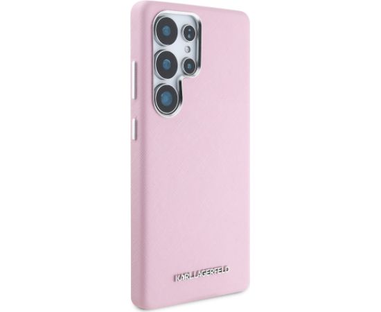Karl Lagerfeld PU Saffiano Metal Logo and Frame Case Aizsargapvalks priekš Samsung Galaxy S25 Ultra / roza Neoriģinālie Maciņi