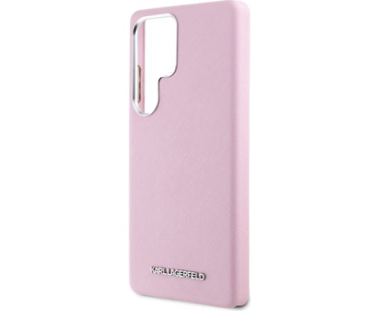Karl Lagerfeld PU Saffiano Metal Logo and Frame Case Aizsargapvalks priekš Samsung Galaxy S25 Ultra / roza Neoriģinālie Maciņi