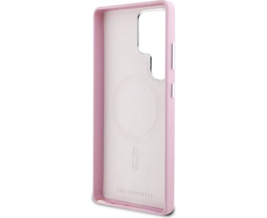 Karl Lagerfeld PU Saffiano Metal Logo and Frame Case Aizsargapvalks priekš Samsung Galaxy S25 Ultra / roza Neoriģinālie Maciņi