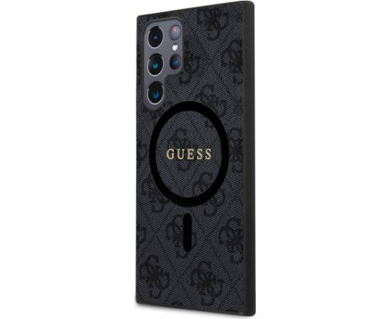 Guess 4G Colored Ring PU Leather MagSafe Case Aizsargapvalks priekš Samsung Galaxy S24 Ultra / melns Neoriģinālie Maciņi