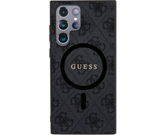 Guess 4G Colored Ring PU Leather MagSafe Case Aizsargapvalks priekš Samsung Galaxy S24 Ultra / melns Neoriģinālie Maciņi