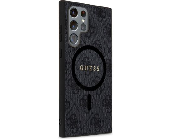 Guess 4G Colored Ring PU Leather MagSafe Case Aizsargapvalks priekš Samsung Galaxy S24 Ultra / melns Neoriģinālie Maciņi