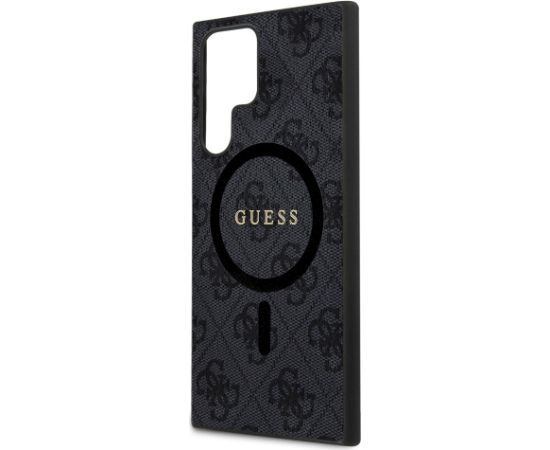 Guess 4G Colored Ring PU Leather MagSafe Case Aizsargapvalks priekš Samsung Galaxy S24 Ultra / melns Neoriģinālie Maciņi