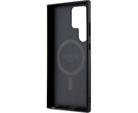 Guess 4G Colored Ring PU Leather MagSafe Case Aizsargapvalks priekš Samsung Galaxy S24 Ultra / melns Neoriģinālie Maciņi