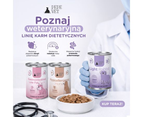 PAKA ZWIERZAKA Pepe Vet Gastrointestinal Low fat Duck - wet dog food - 400g Suņu barība