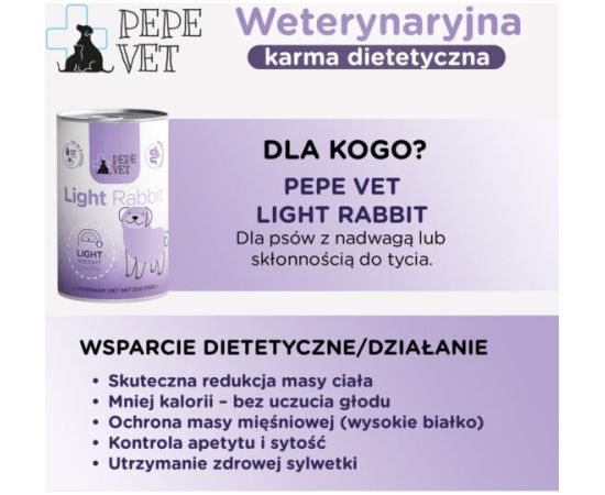 PAKA ZWIERZAKA Pepe Vet Light Rabbit - wet dog food - 400g Suņu barība