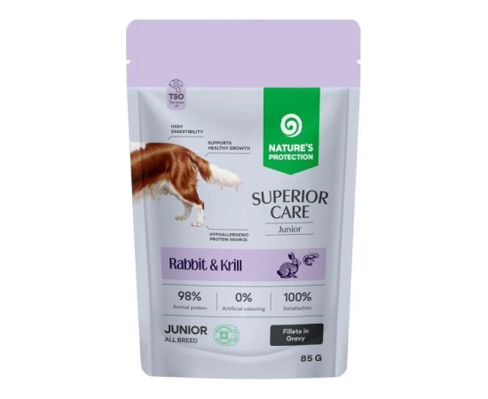 NATURE'S PROTECTION Superior Care Junior Rabbit and krill - wet dog food - 85g Suņu barība