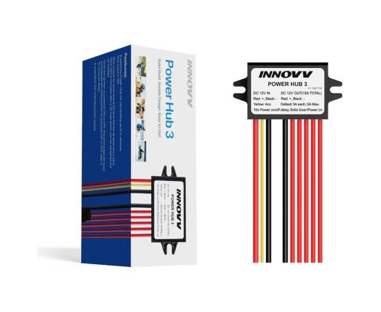 Innovagoods INNOVV Power Hub 3: a waterproof 12 V power splitter for 5 devices, featuring battery protection and fuses Aдаптеры