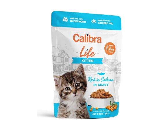 CALIBRA Cat Life pouch Kitten Salmon in gravy - wet cat food - 85g Kaķu konservi