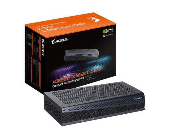 GIGABYTE AORUS RTX 5060 Ti AI BOX Graphics Card - 16GB GDDR7, 128bit, PCI-E 5.0, 2572MHz Core Clock, 3 x DP 2.1, 1 x HDMI 2.1, GV-N506TIXEB-16GD Grafiskās video kartes