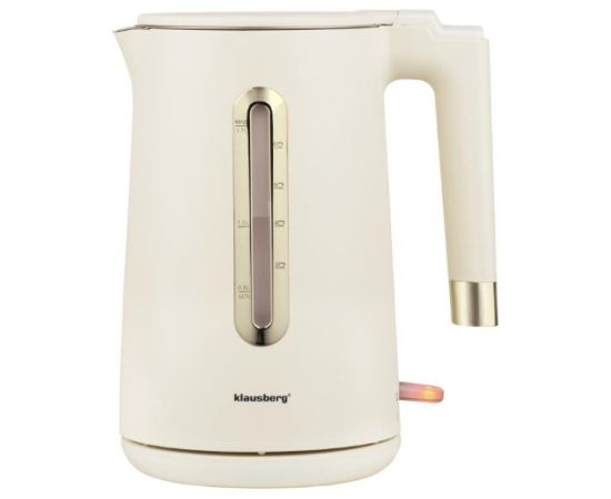 Elektriskā tējkanna, 1.7 L, krēmkrāsas, 1500–1800 W, Klausberg KB 9004 Tējkannas (elektriskās)