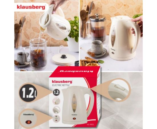 Elektriskā tējkanna, 1.2 L, krēmkrāsas, 900–1100 W, KB 9002, Klausberg Tējkannas (elektriskās)