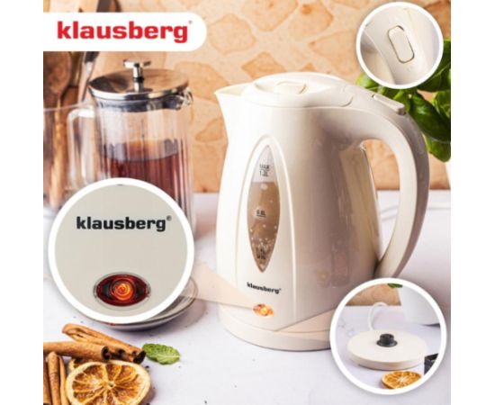 Elektriskā tējkanna, 1.2 L, krēmkrāsas, 900–1100 W, KB 9002, Klausberg Tējkannas (elektriskās)