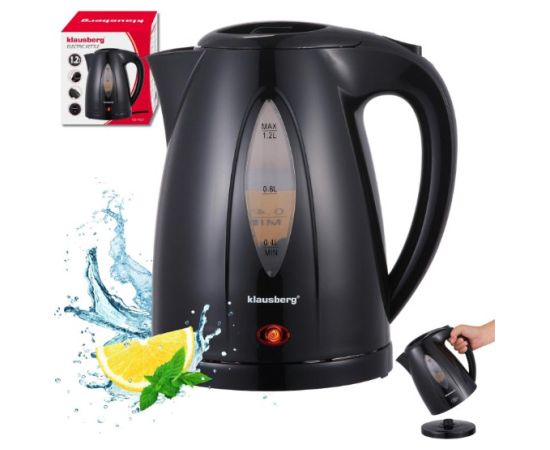 Elektriskā tējkanna, 1.2 L, melna, 900–1100 W, KB 9001, Klausberg Tējkannas (elektriskās)