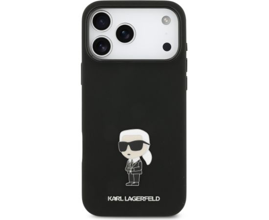 Karl Lagerfeld Liquid Silicone Metal Ikonik Case Aizsargapvalks priekš Apple iPhone 17 Pro Max Neoriģinālie Maciņi