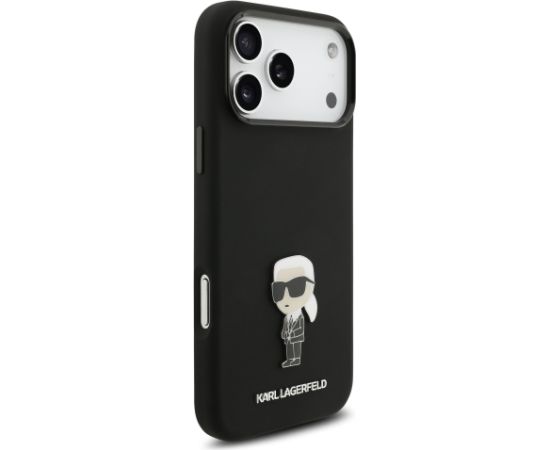 Karl Lagerfeld Liquid Silicone Metal Ikonik Case Aizsargapvalks priekš Apple iPhone 17 Pro Max Neoriģinālie Maciņi