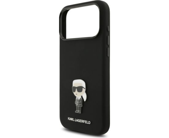 Karl Lagerfeld Liquid Silicone Metal Ikonik Case Aizsargapvalks priekš Apple iPhone 17 Pro Max Neoriģinālie Maciņi