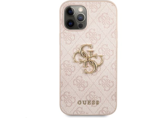 Guess PU 4G Metal Logo Case Aizsargapvalks priekš iPhone 12/12 Pro / rozā Neoriģinālie Maciņi