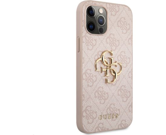 Guess PU 4G Metal Logo Case Aizsargapvalks priekš iPhone 12/12 Pro / rozā Neoriģinālie Maciņi