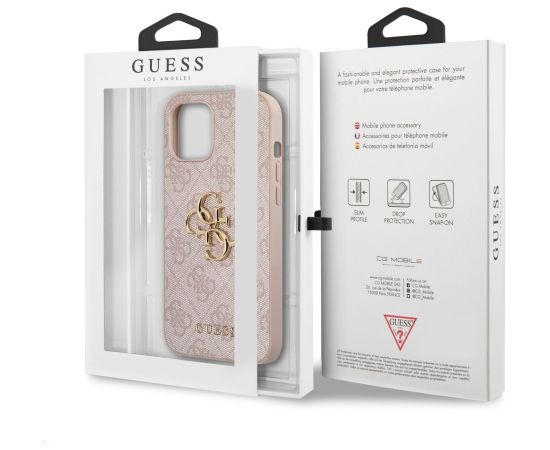 Guess PU 4G Metal Logo Case Aizsargapvalks priekš iPhone 12/12 Pro / rozā Neoriģinālie Maciņi