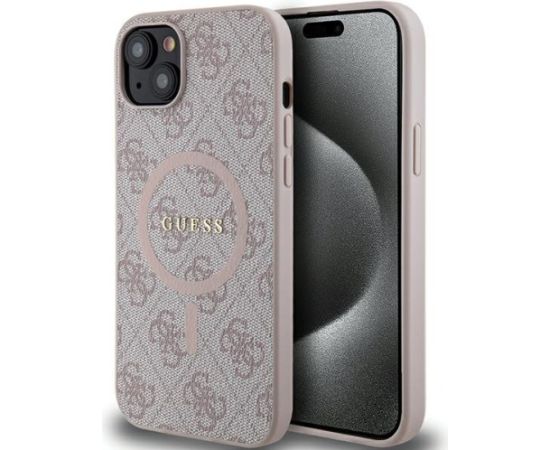 Guess 4G Collection Leather Metal Logo MagSafe Aizsargapvalks priekš Apple iPhone 13 / 14 / 15 Neoriģinālie Maciņi