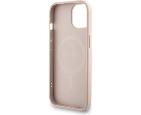 Guess PU Leather 4G Colored Ring Strap MagSafe Case Aizsargapvalks priekš iPhone 15 / rozā Neoriģinālie Maciņi
