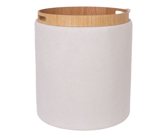 Ottoman/ table HIRO D39xH44cm, white, with storage and tray Новинки Для дома и сада 